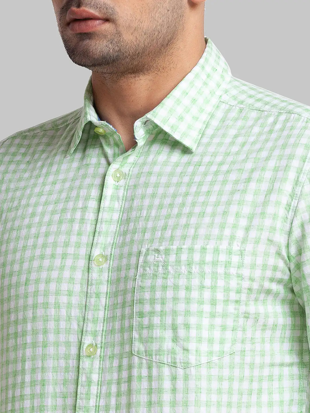 Parx Men Blue Checks Slim Fit Cotton Full Sleeve Shirt