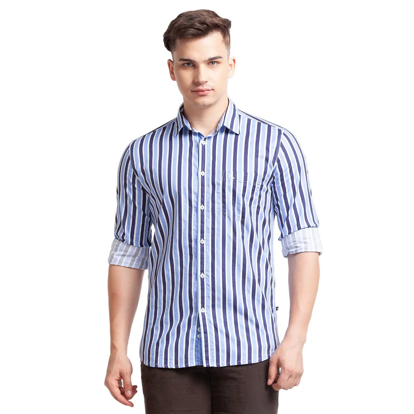 Men Slim Fit Pink Shirt
