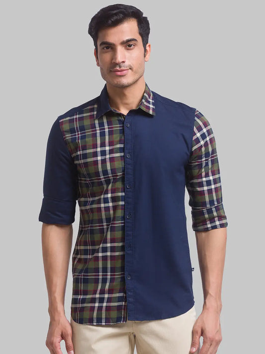 Men Slim Fit Blue Shirt