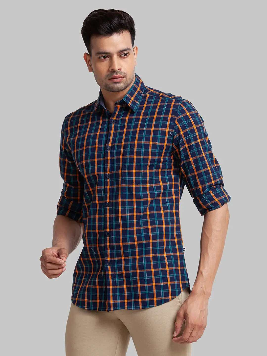 Men Slim Fit Green Shirt