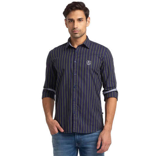 Men Slim Fit Blue Shirt