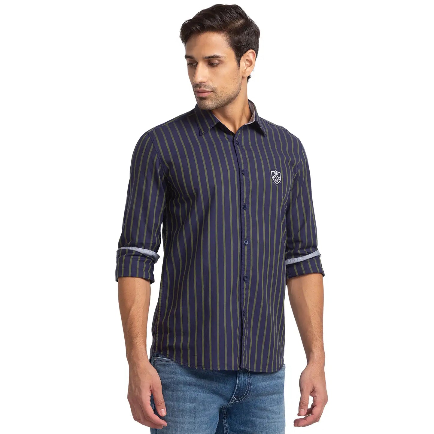 Men Slim Fit Blue Shirt