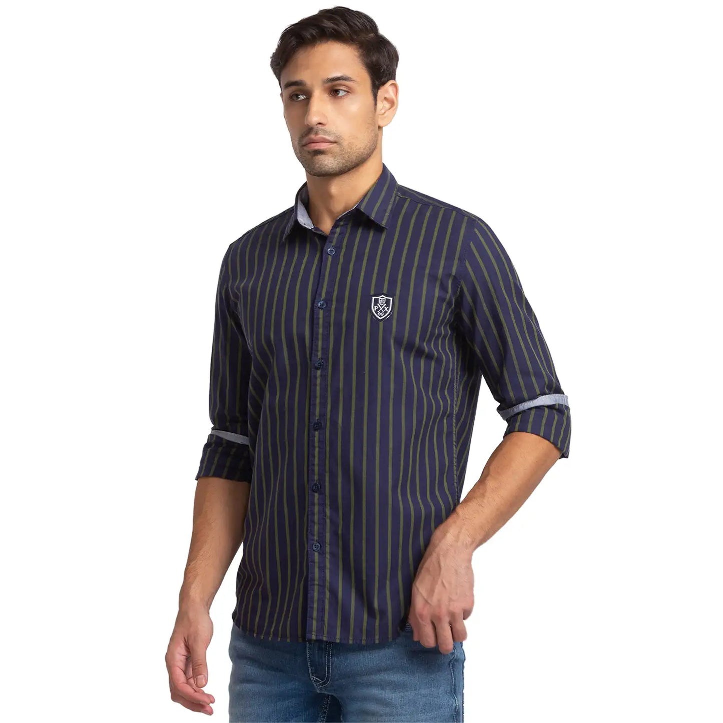 Men Slim Fit Blue Shirt