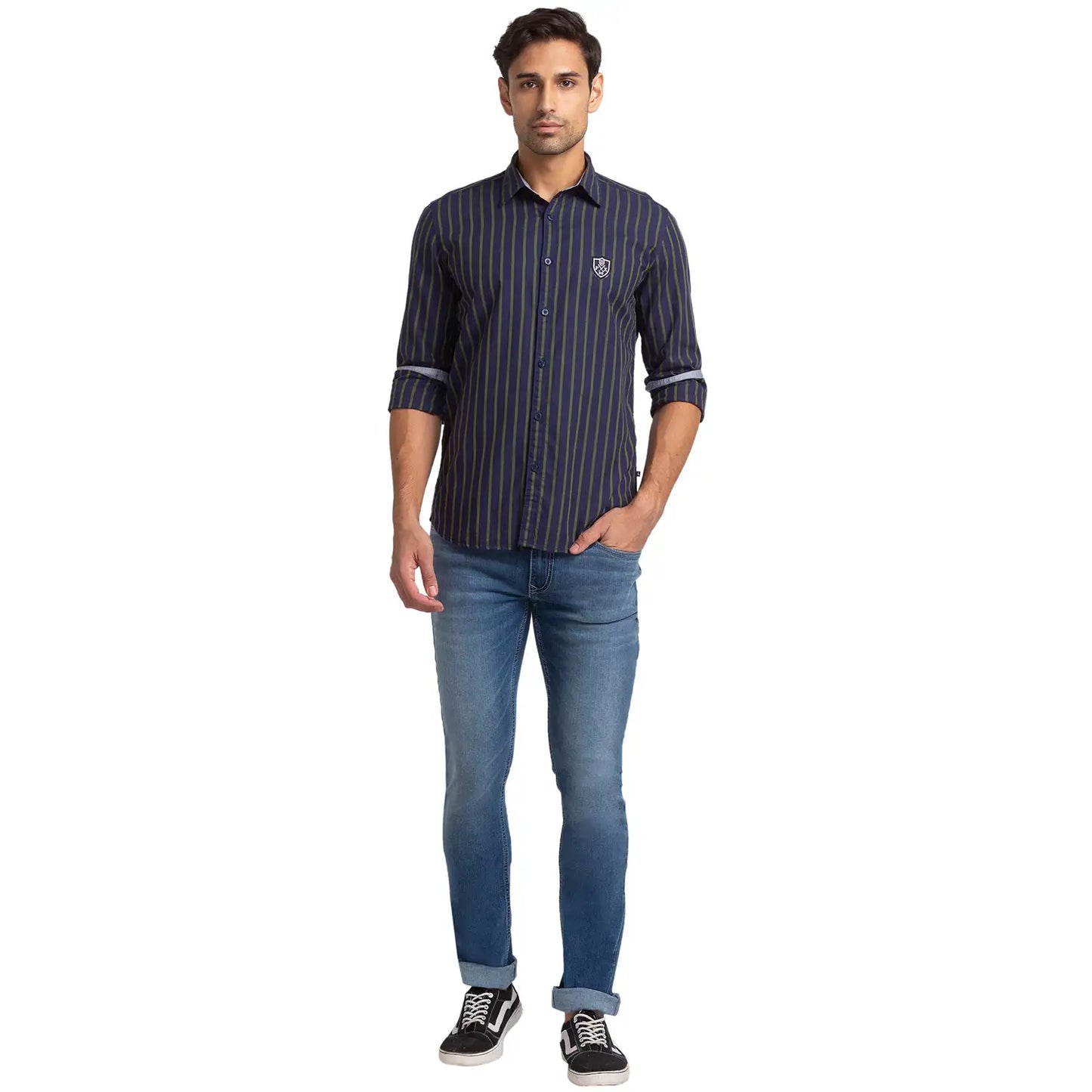 Men Slim Fit Blue Shirt