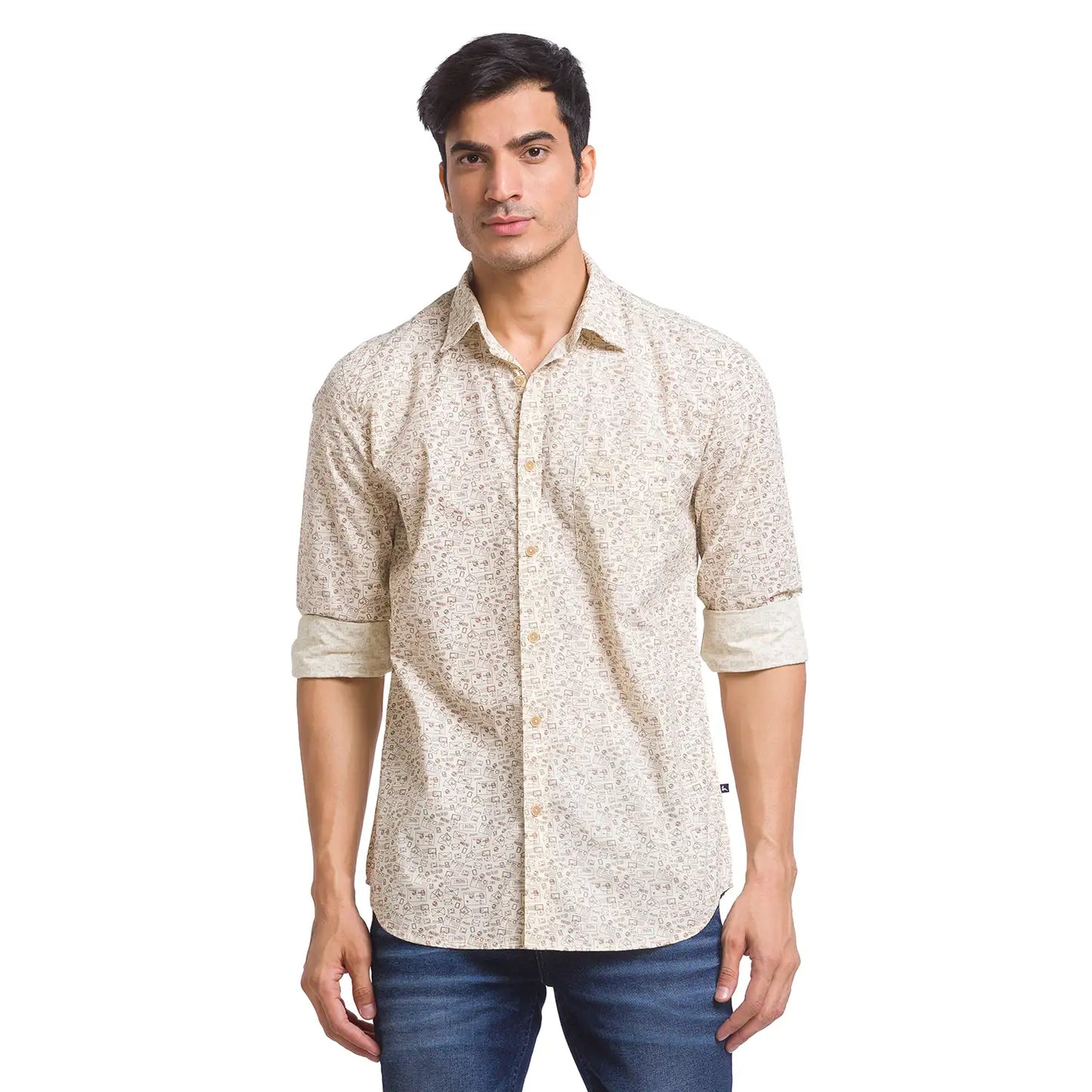 Men Slim Fit Dark Blue Shirt