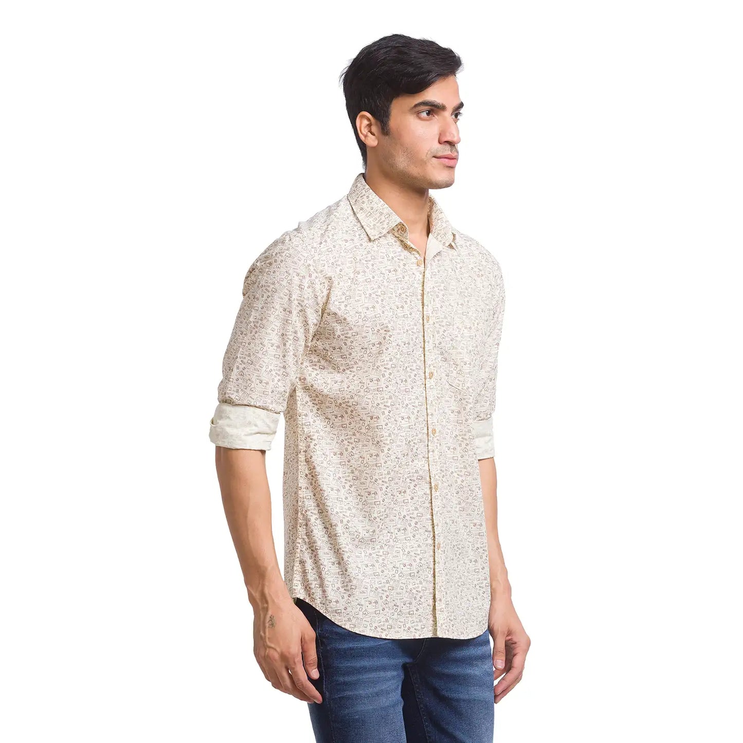 Men Slim Fit Dark Blue Shirt