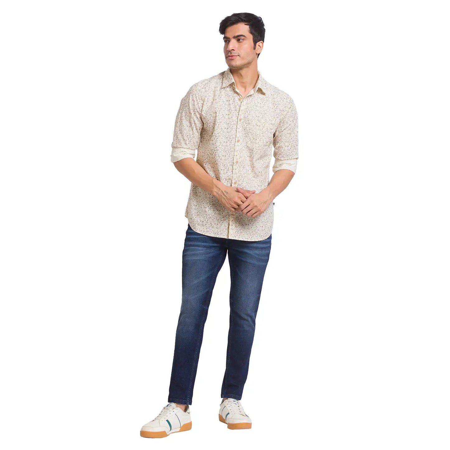Men Slim Fit Dark Blue Shirt