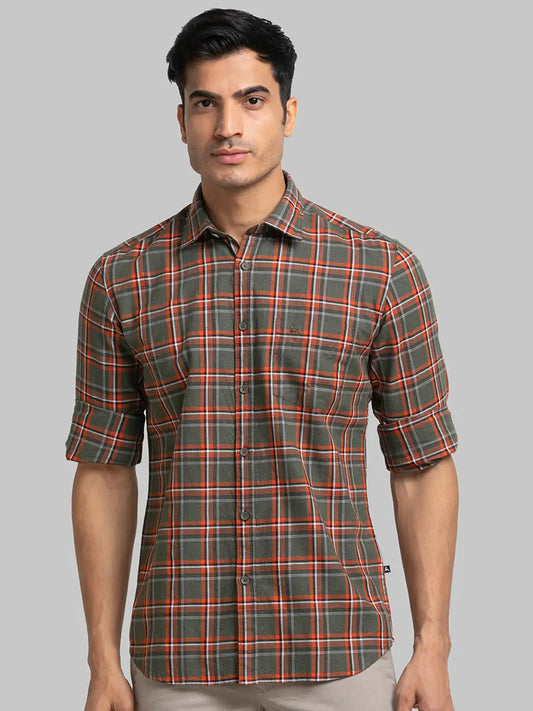 Men Slim Fit Green Shirt
