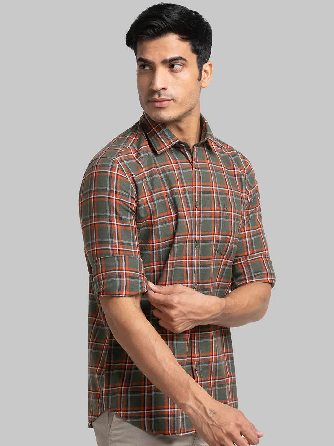 Men Slim Fit Green Shirt