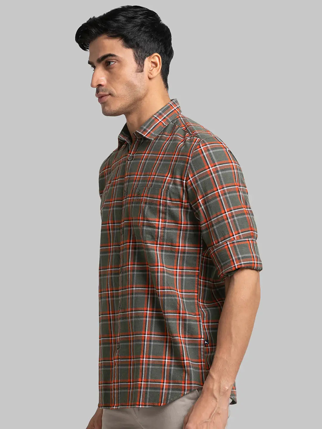 Men Slim Fit Green Shirt
