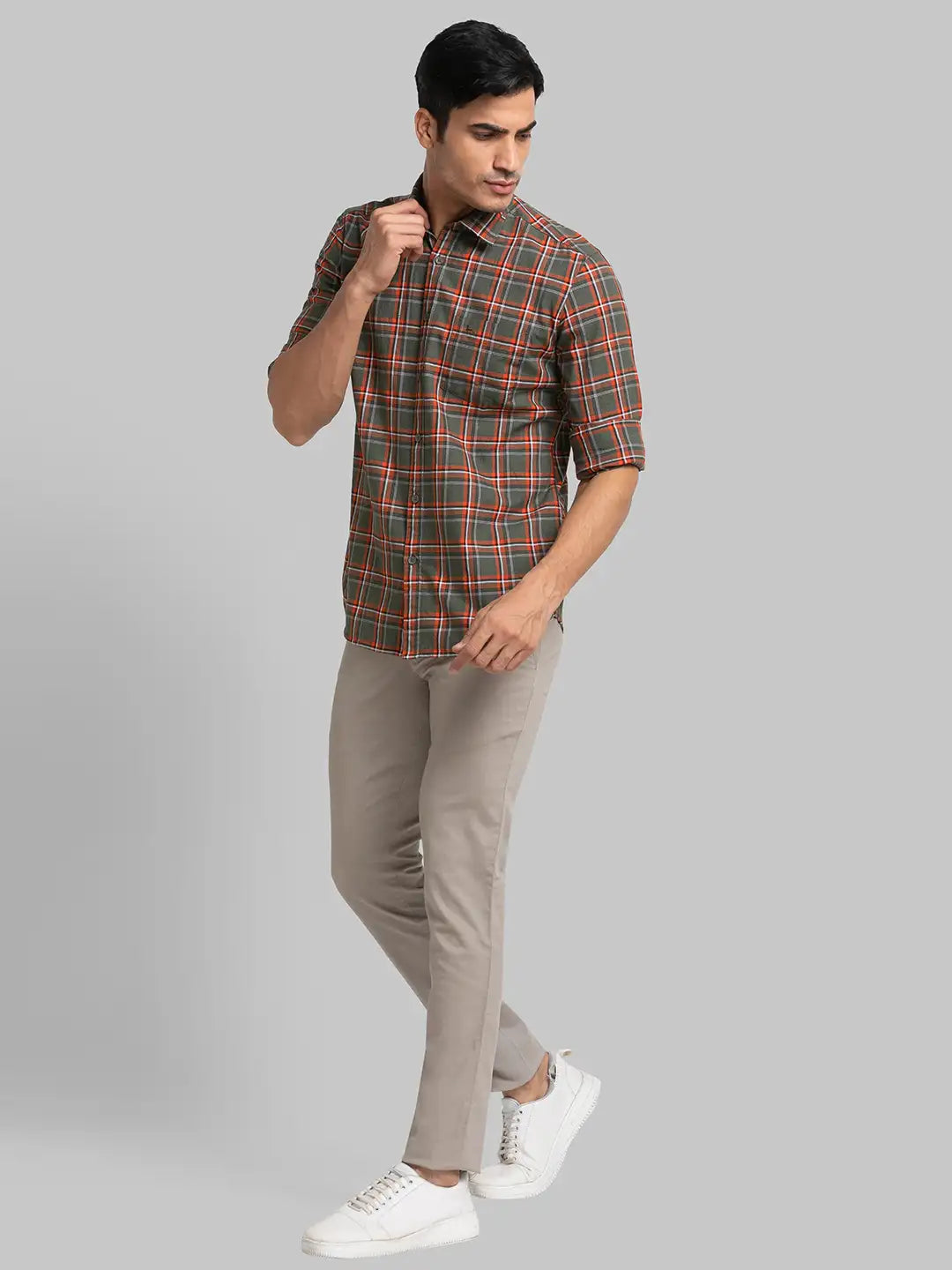 Men Slim Fit Green Shirt