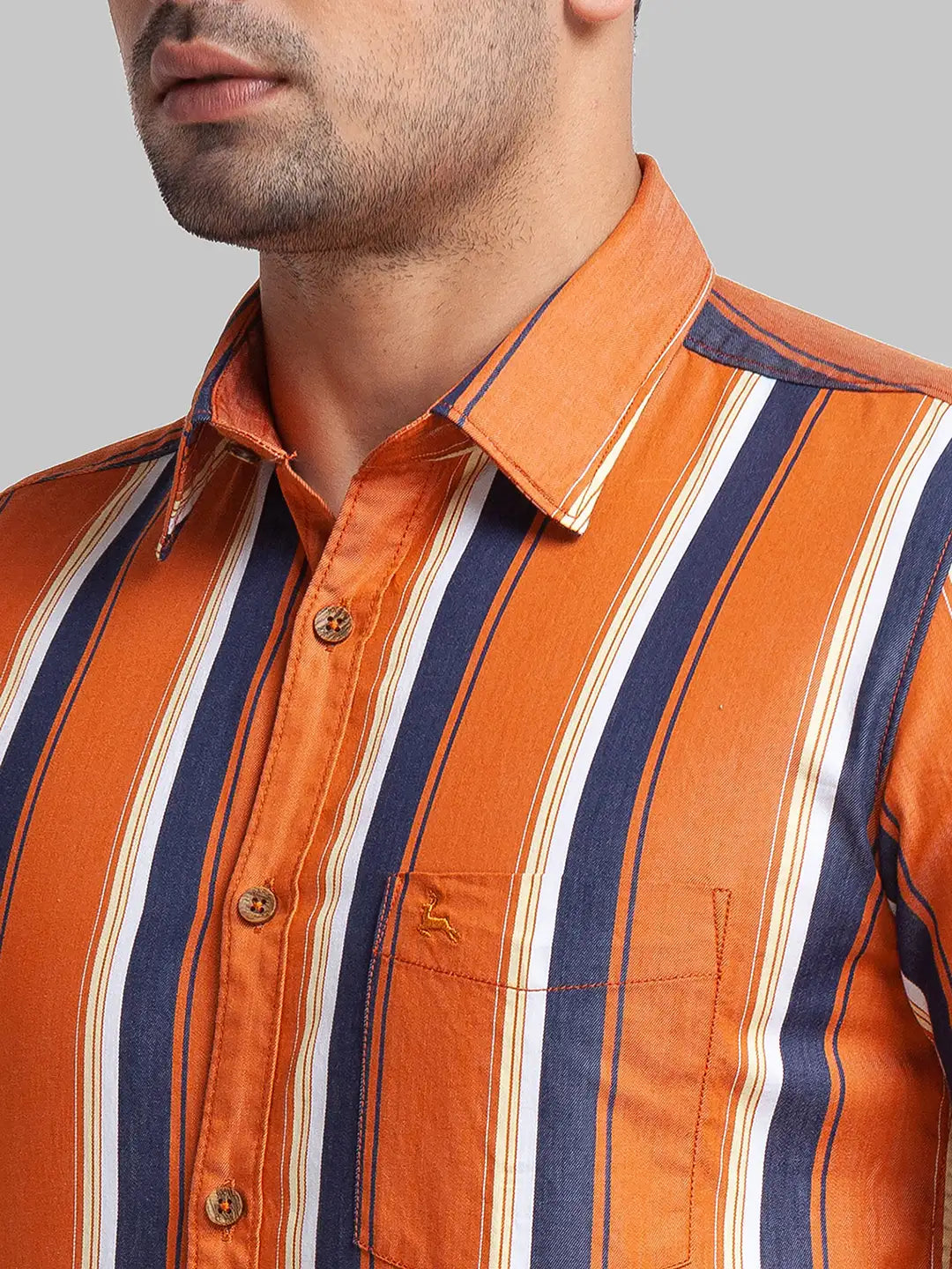 Parx Men Blue Checks Slim Fit Cotton Full Sleeve Shirts
