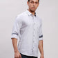 Men Blue Slim Fit Solid Cotton Full Sleeve Cut Away Collar Shirts