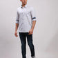 Men Blue Slim Fit Solid Cotton Full Sleeve Cut Away Collar Shirts
