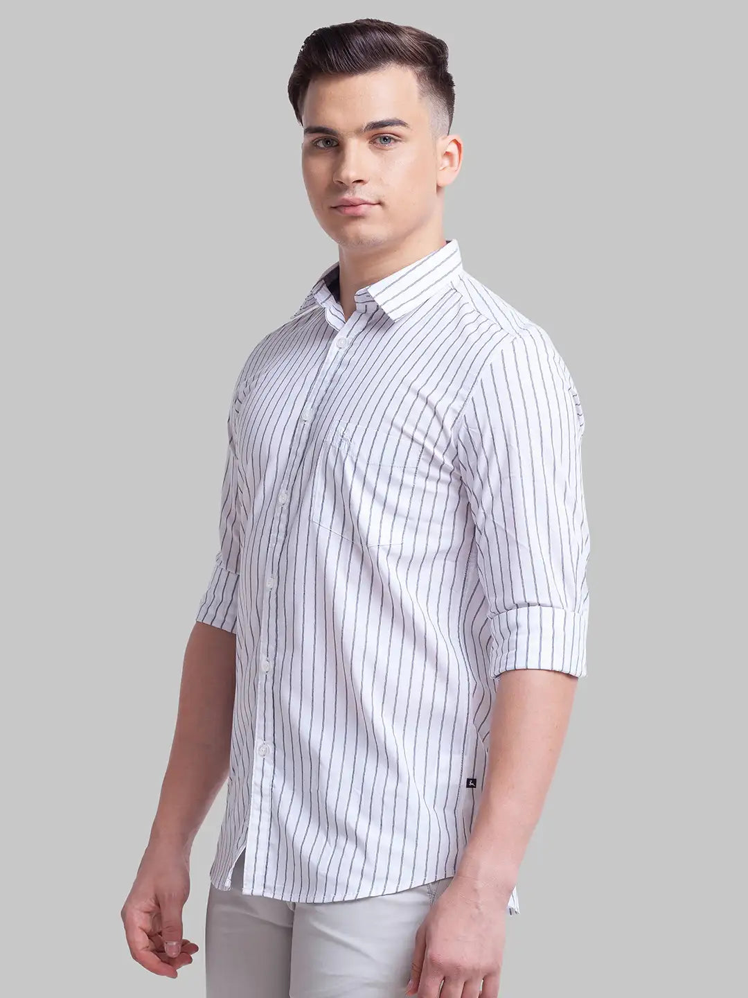 Men Slim Fit Pink Shirt