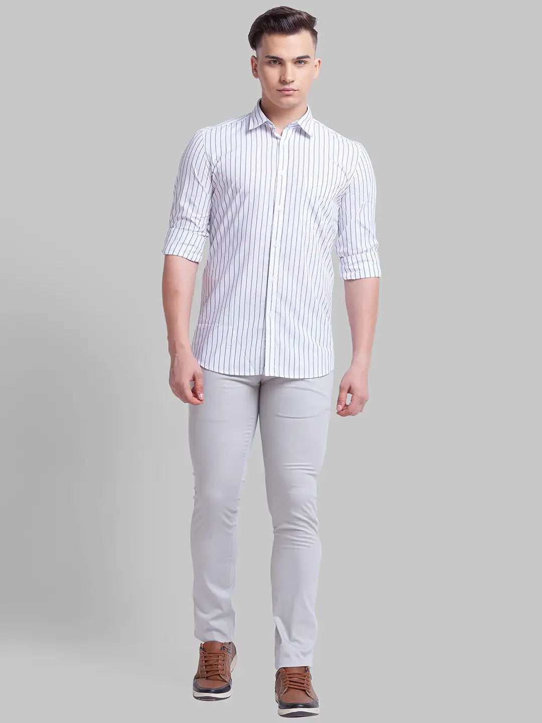 Men Slim Fit Pink Shirt