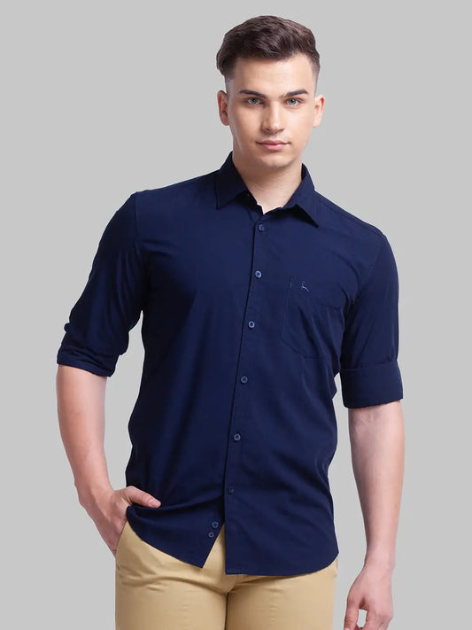 Men Slim Fit Light Blue Shirt