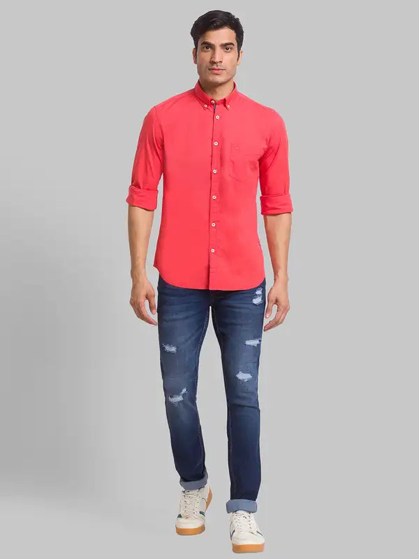 Men Slim Fit Green Shirt