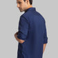 Parx Men Blue Slim Fit Checks Cotton Full Sleeve Cutaway Collar Shirts
