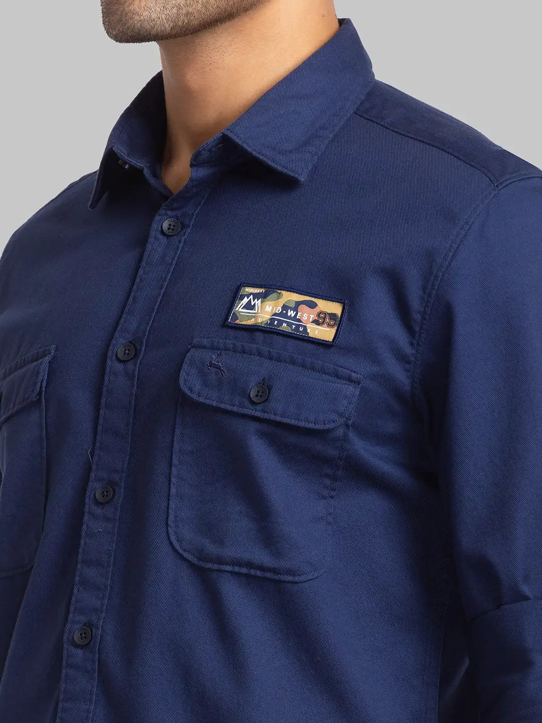 Parx Men Blue Slim Fit Checks Cotton Full Sleeve Cutaway Collar Shirts