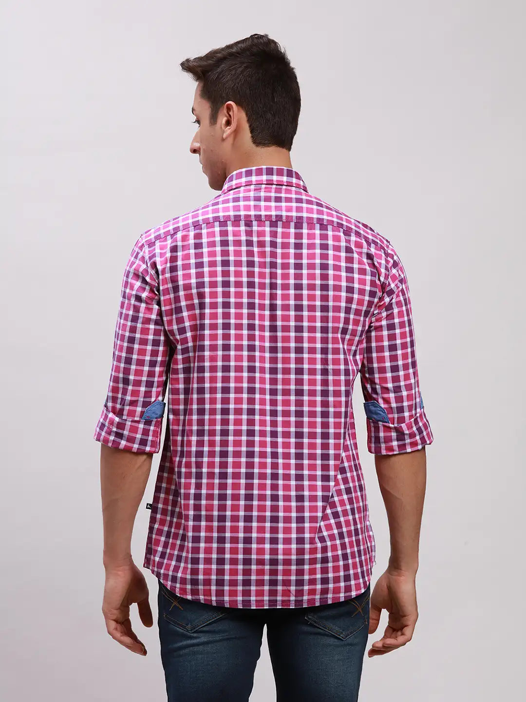 Parx Men Blue Stripe Slim Fit Cotton Shirt