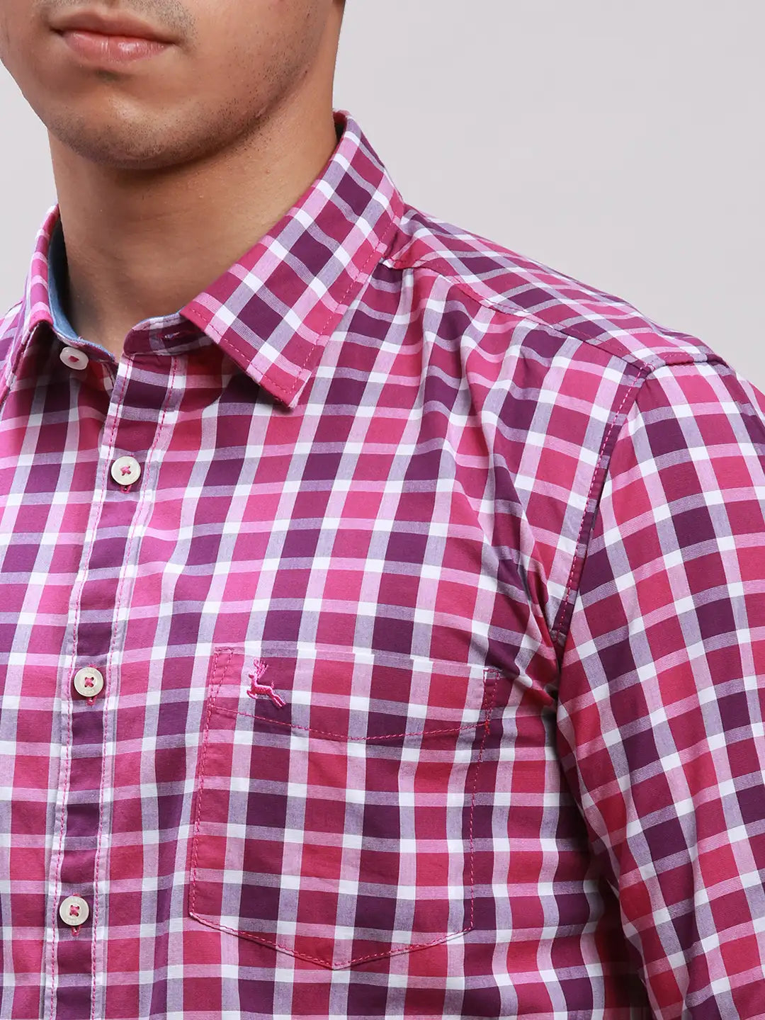 Parx Men Blue Stripe Slim Fit Cotton Shirt