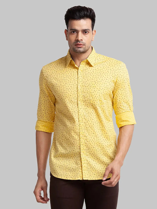 Men Slim Fit Brown Shirt