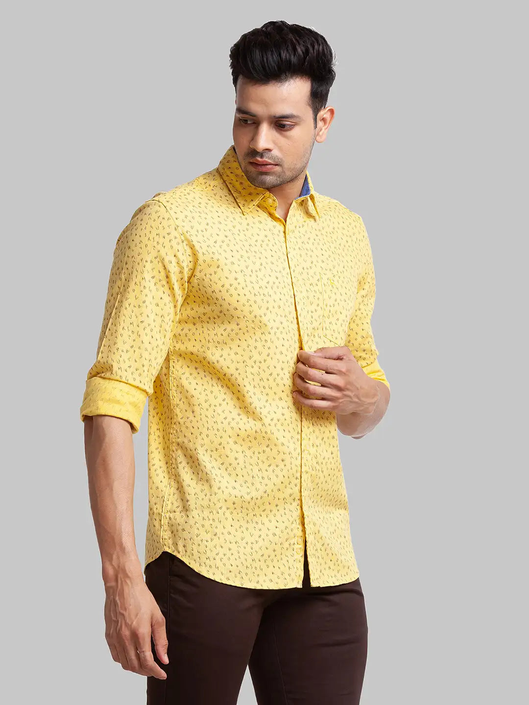 Men Slim Fit Brown Shirt
