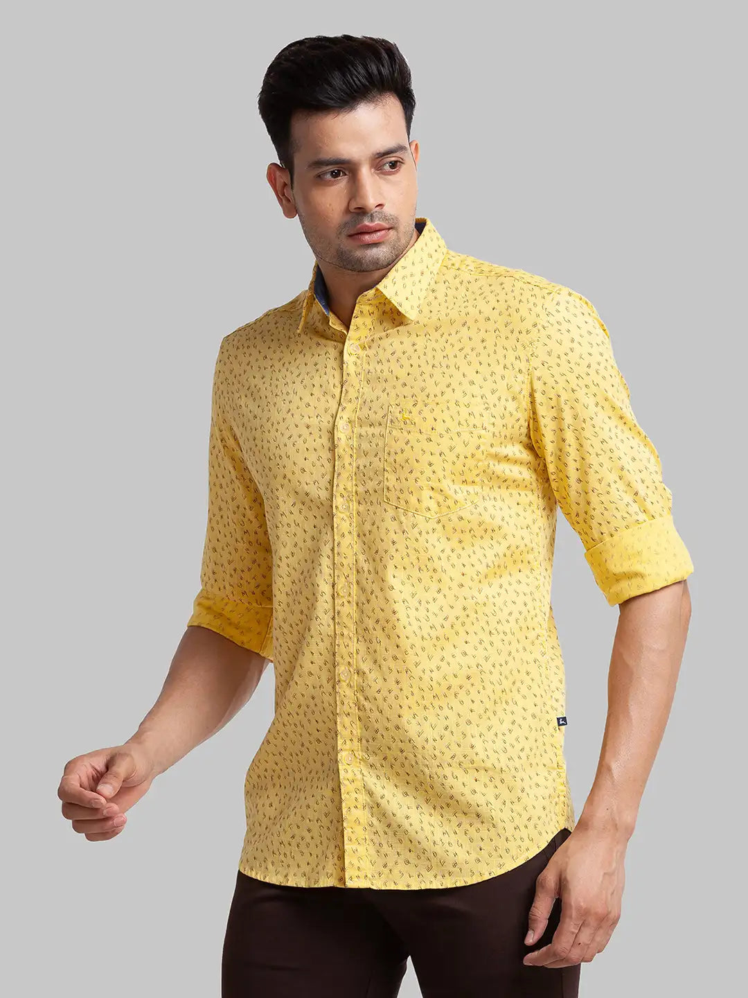 Men Slim Fit Brown Shirt