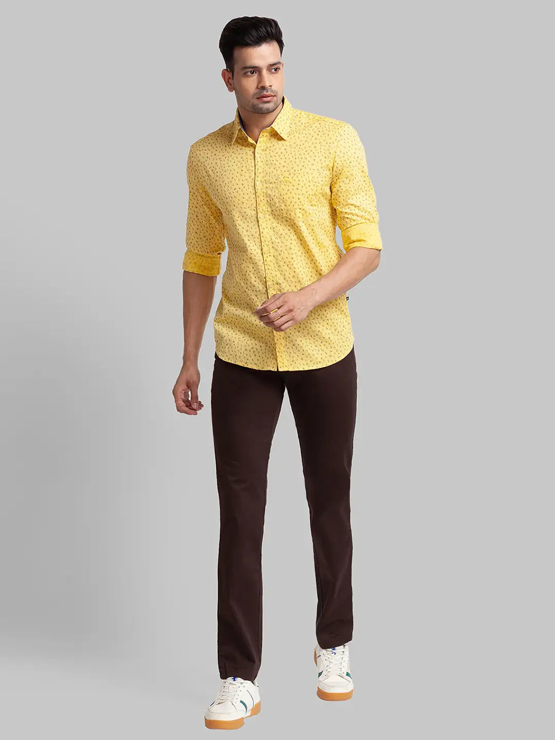 Men Slim Fit Brown Shirt