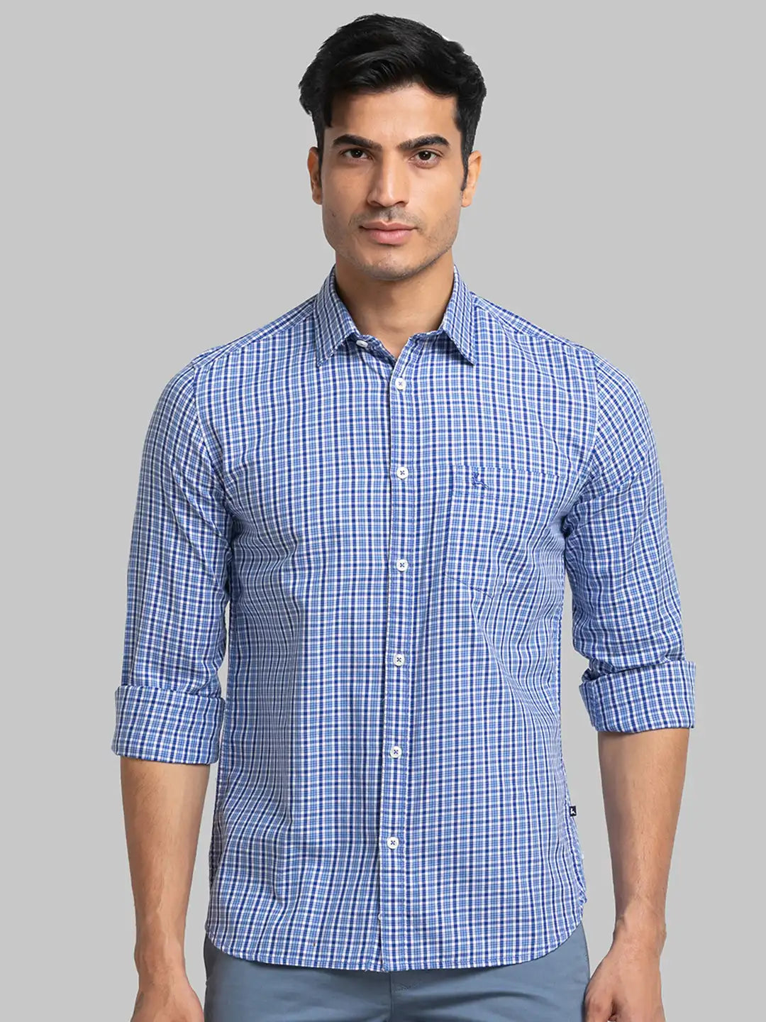 Parx Men Red Checks Slim Fit Cotton Full Sleeve Shirt