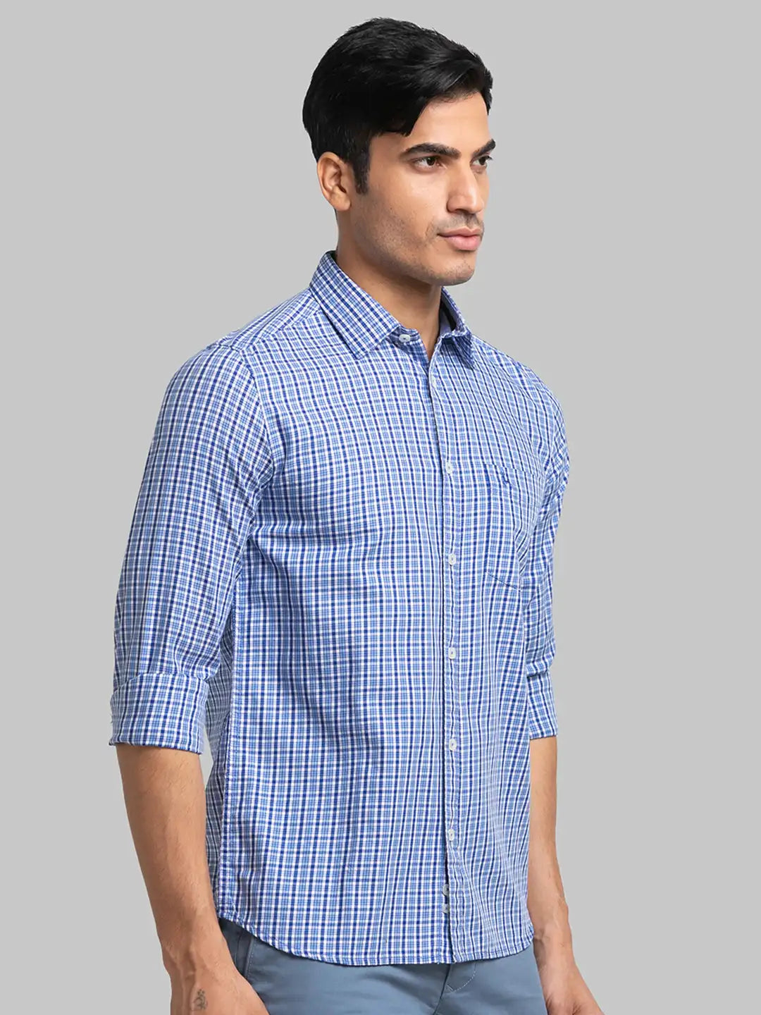 Parx Men Red Checks Slim Fit Cotton Full Sleeve Shirt