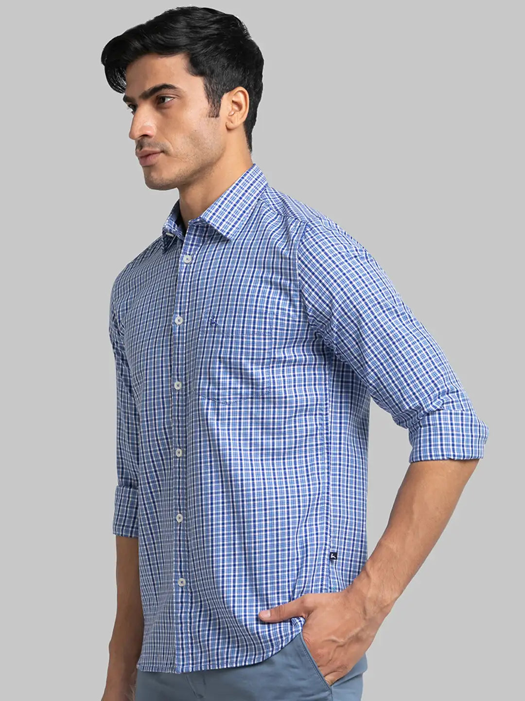 Parx Men Red Checks Slim Fit Cotton Full Sleeve Shirt