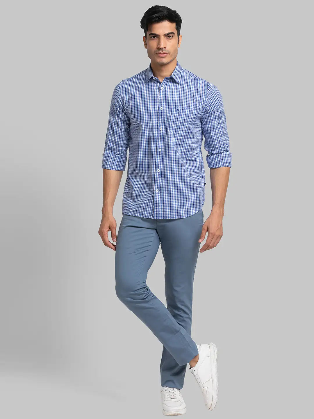 Parx Men Red Checks Slim Fit Cotton Full Sleeve Shirt