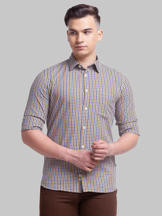 Men Slim Fit Green Shirt