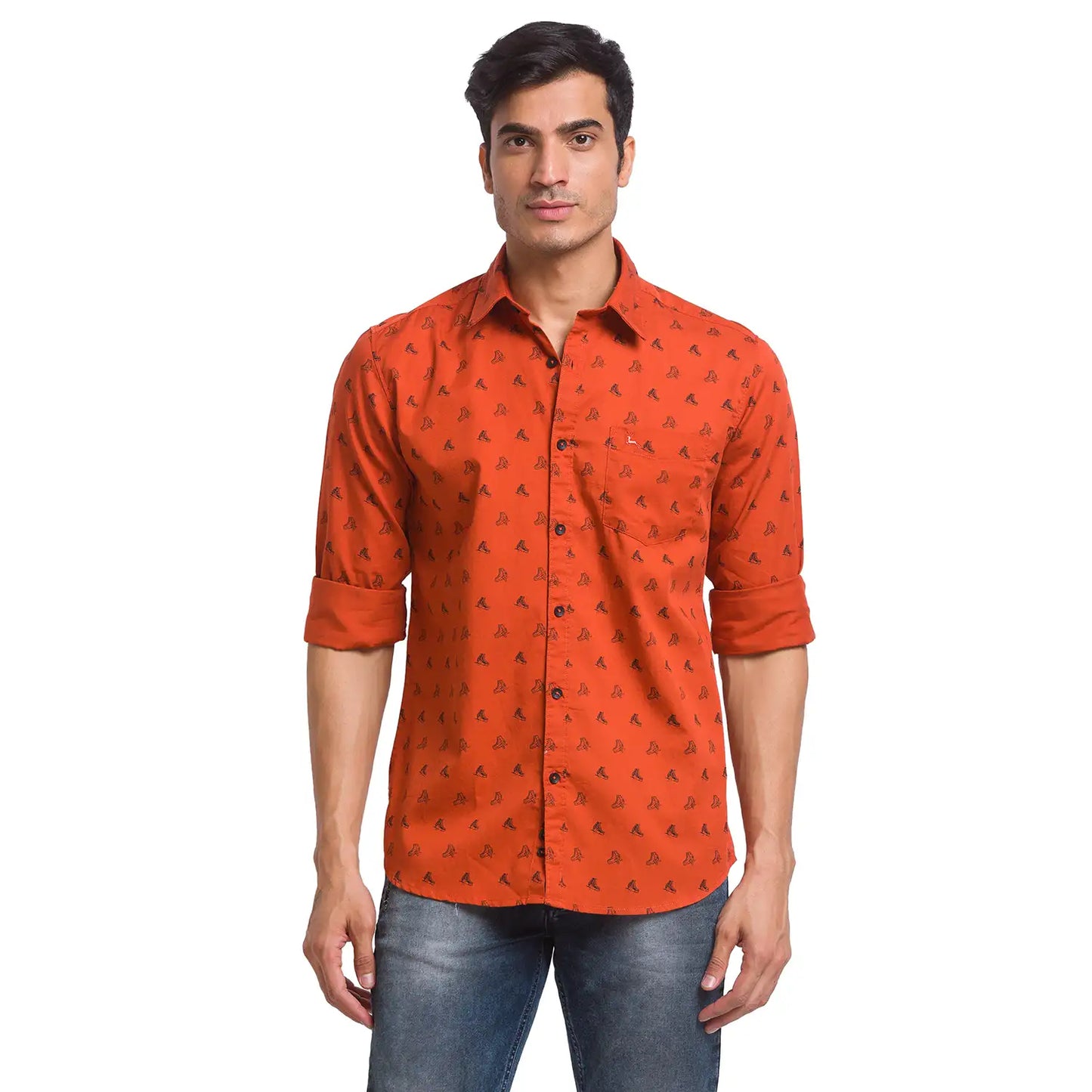 Men Slim Fit Grey Shirt