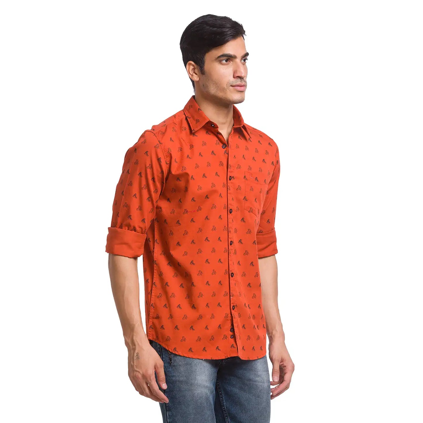 Men Slim Fit Grey Shirt