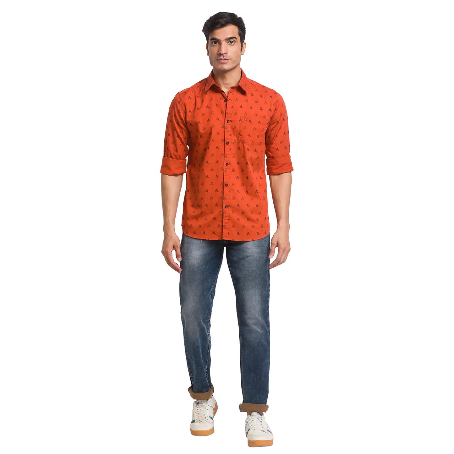 Men Slim Fit Grey Shirt