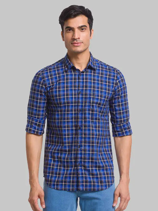 Men Slim Fit Blue Shirt