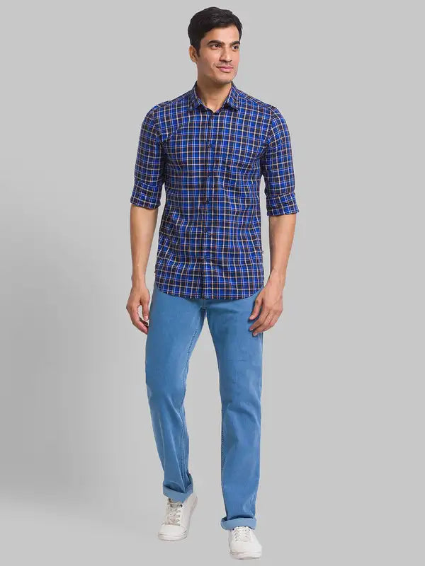 Men Slim Fit Blue Shirt