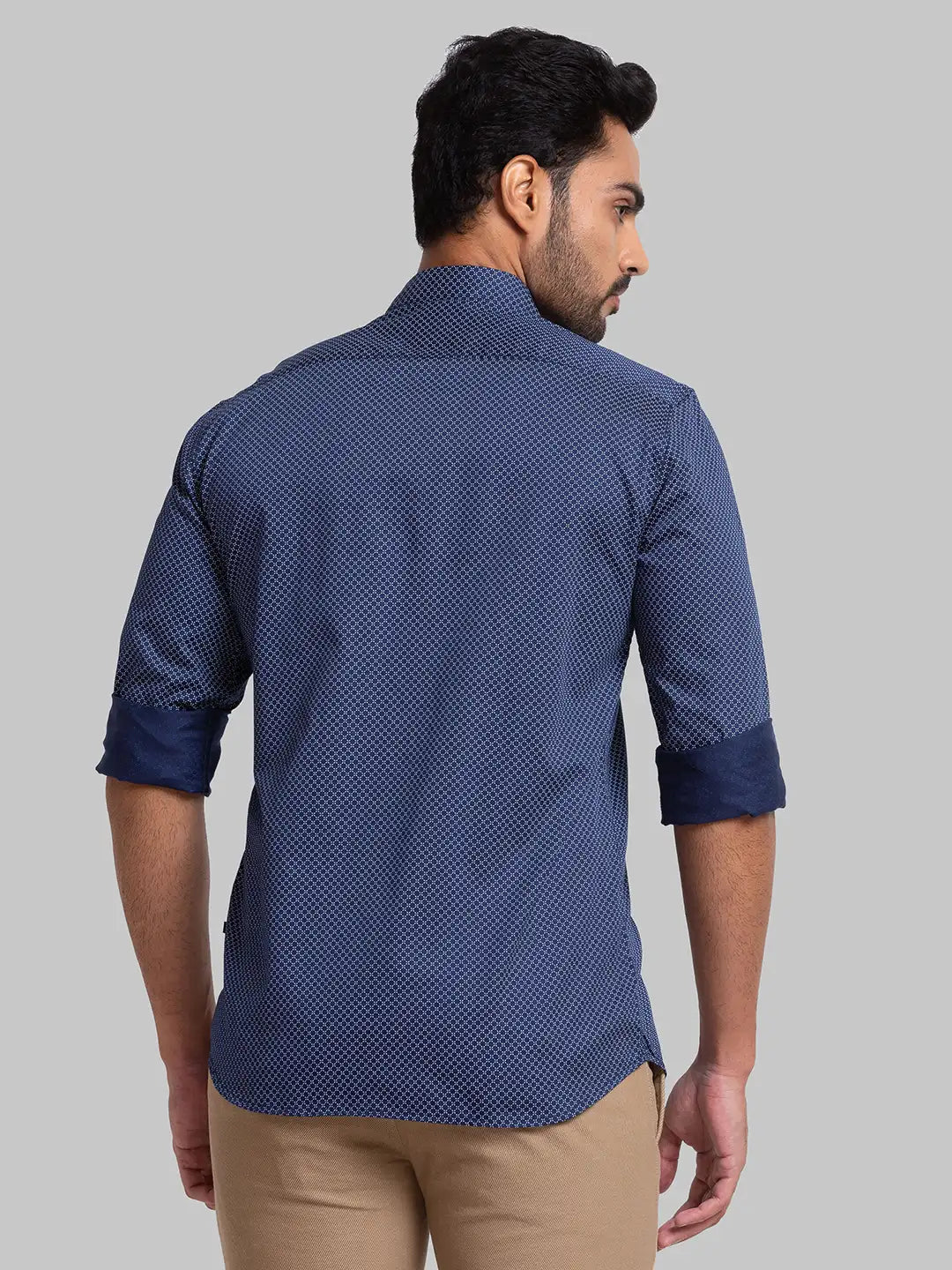 Men Slim Fit Dark Blue Shirt