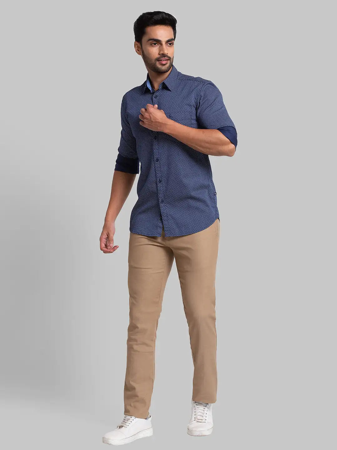 Men Slim Fit Dark Blue Shirt