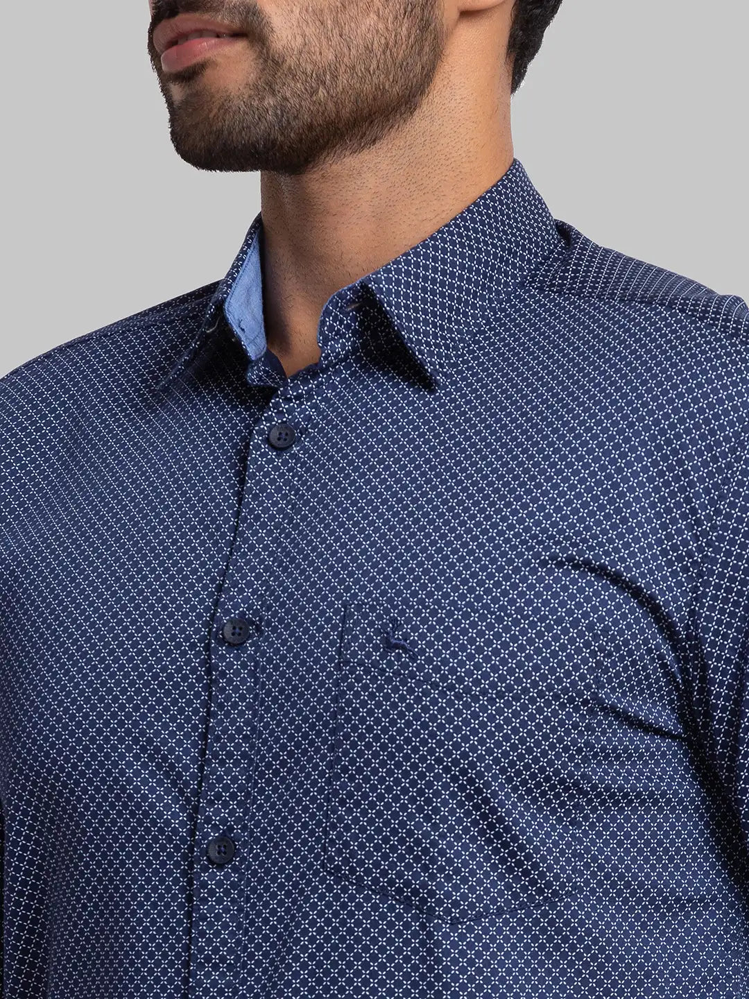 Men Slim Fit Dark Blue Shirt