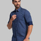 Men Slim Fit Dark Blue Shirt
