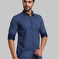 Men Slim Fit Dark Blue Shirt
