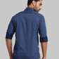 Men Slim Fit Dark Blue Shirt