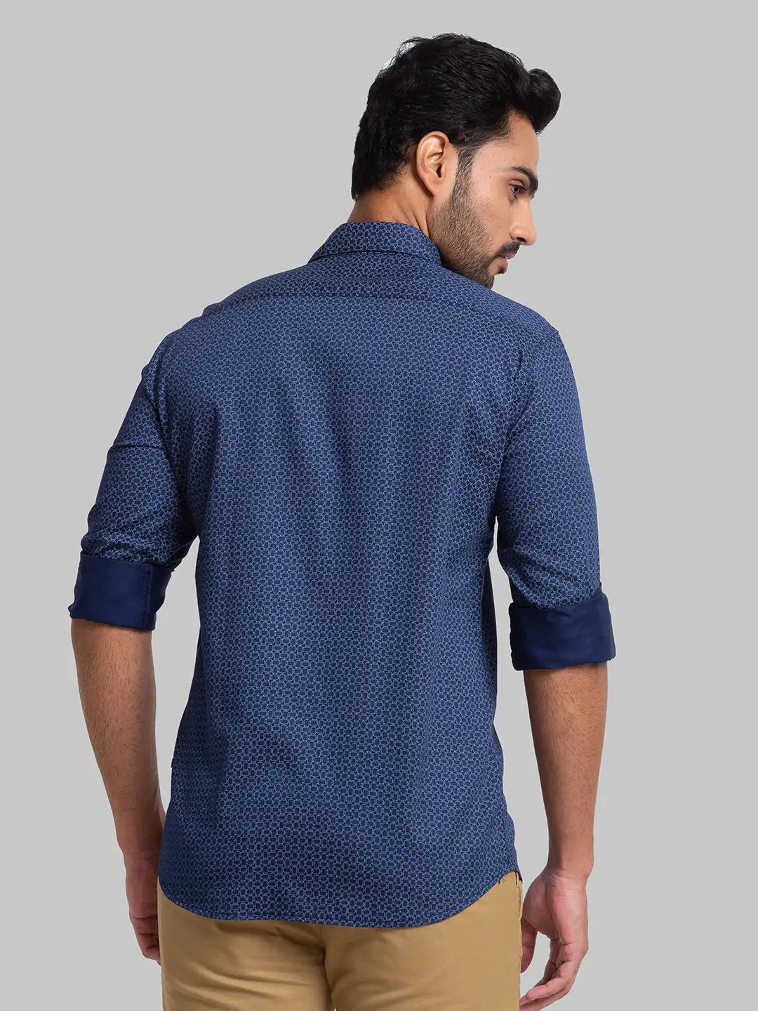 Men Slim Fit Dark Blue Shirt
