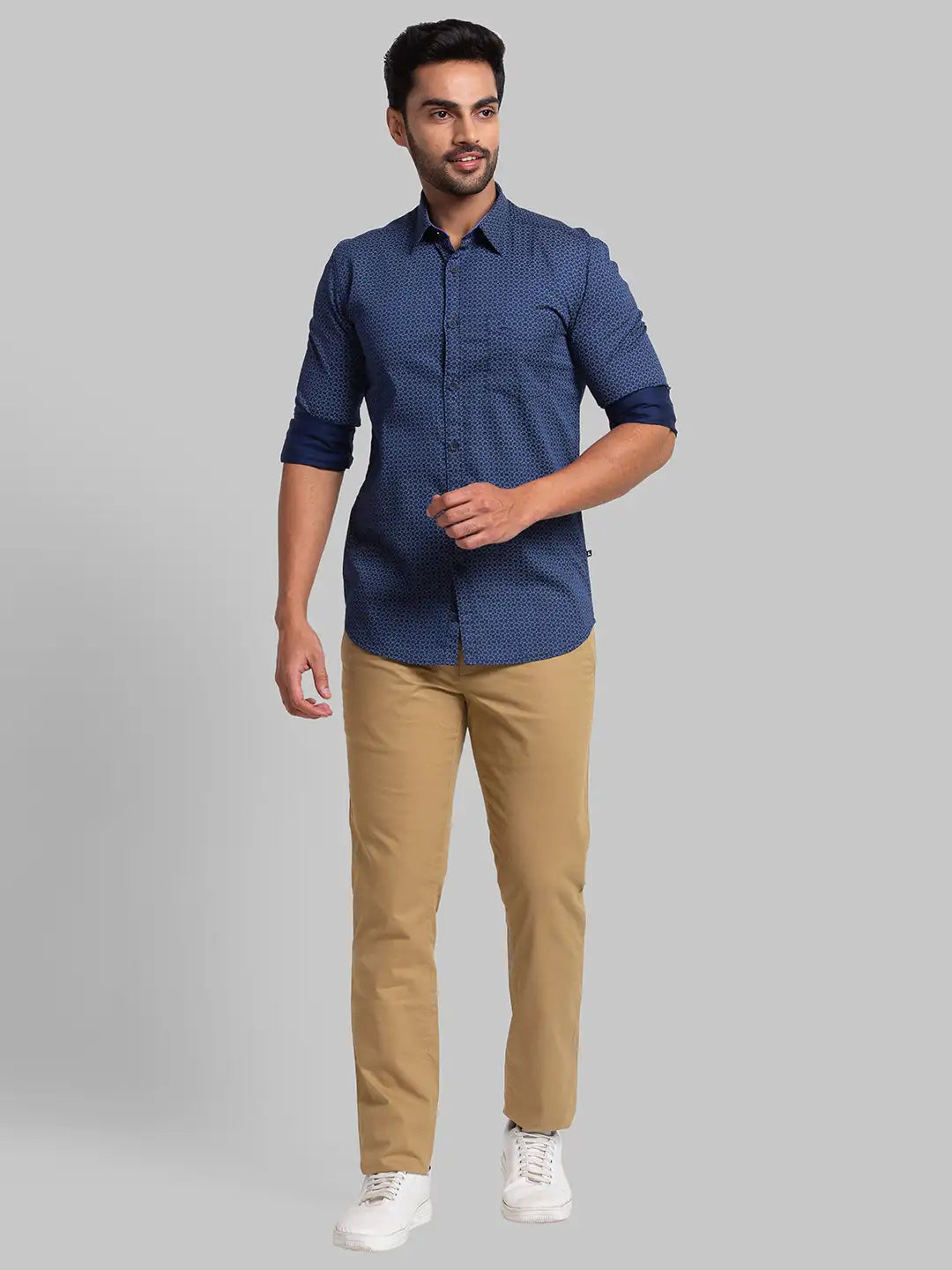 Men Slim Fit Dark Blue Shirt