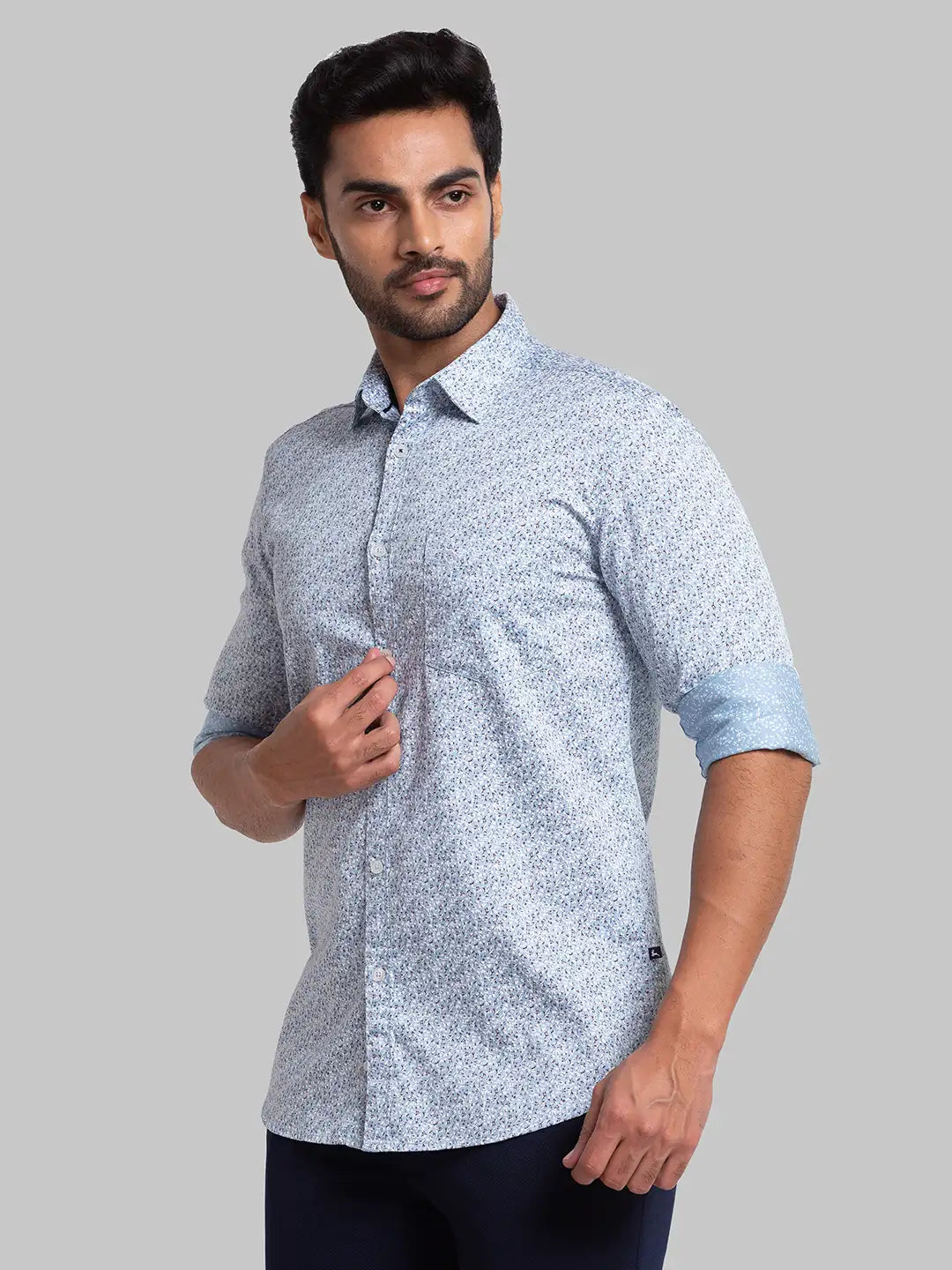 Men Contemporary Fit Light Blue Shirt