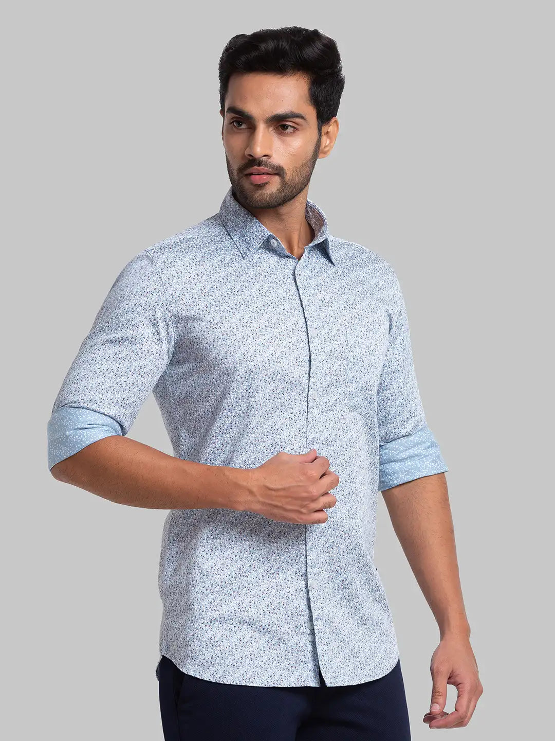 Men Contemporary Fit Light Blue Shirt